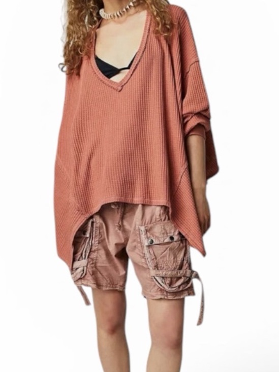 Free People Sweaters - Women's Oversized Waffle Knit Sweater - Rust